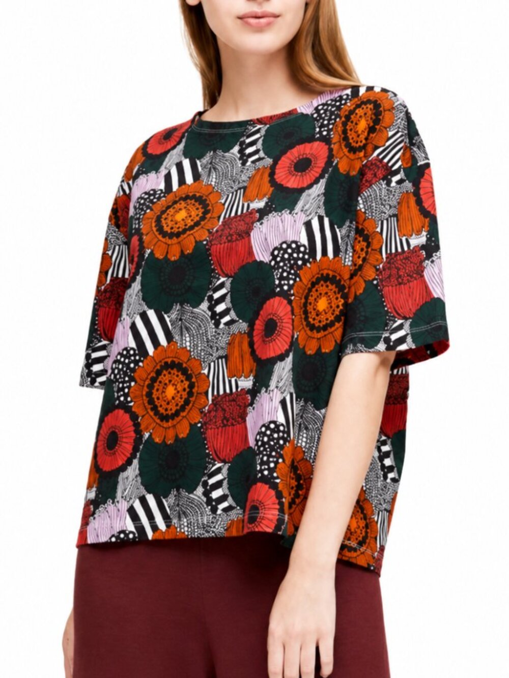 MARIMEKKO x UNIQLO Floral Retro T-Shirt Multi Medium Cotton Casual Scandinavian